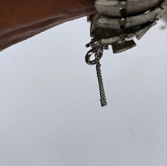 Art Deco Puccini Metal Crocodile Style Bracelet Wide Signed Silver Toned - Picture 9 of 15